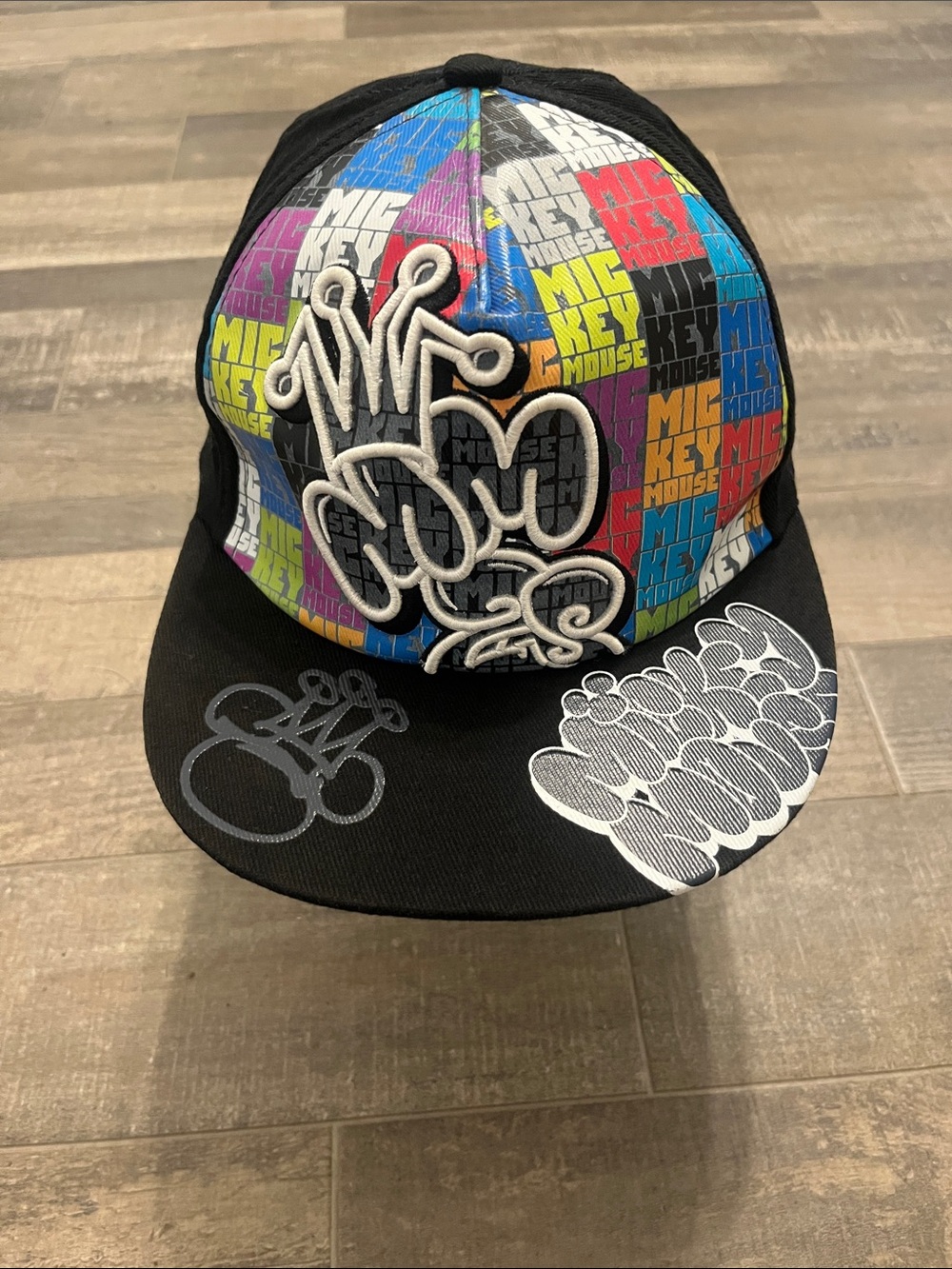 Disney Multicolor & Black Mickey Graffiti Pop Art Hat